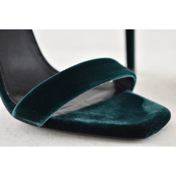 Saint Laurent Amber 105 Malachite Green Velvet Ankle Strap Sandal Pump Heel 36 - Picture 5 of 14